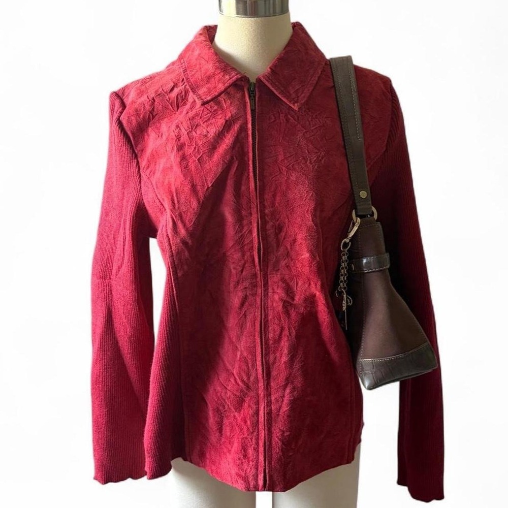 Cold water Creek leather piece Jacket zip up size XL vintage Y2K NWT
